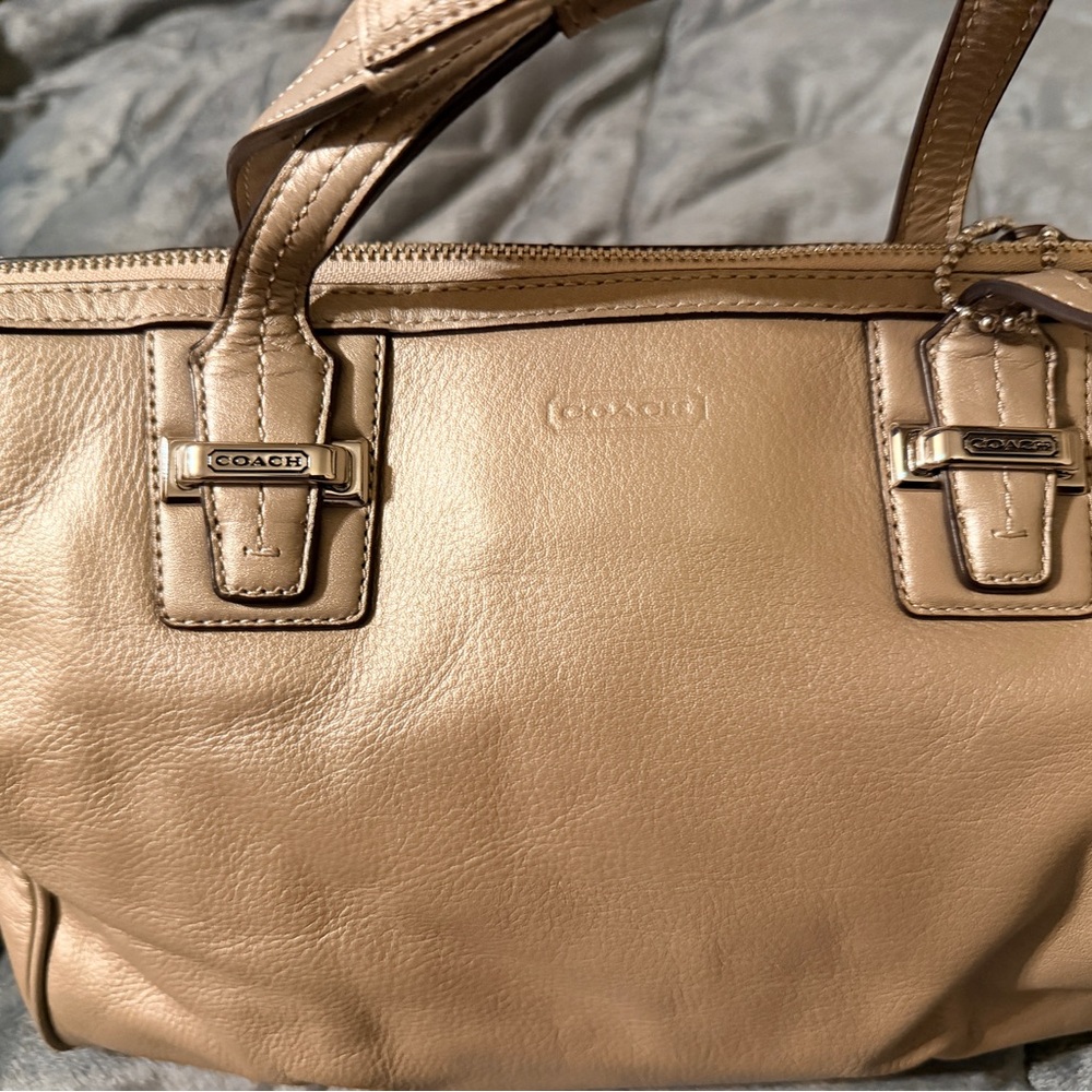 Coach Taupe Leather Shoulder Bag - Picture 2 of 6